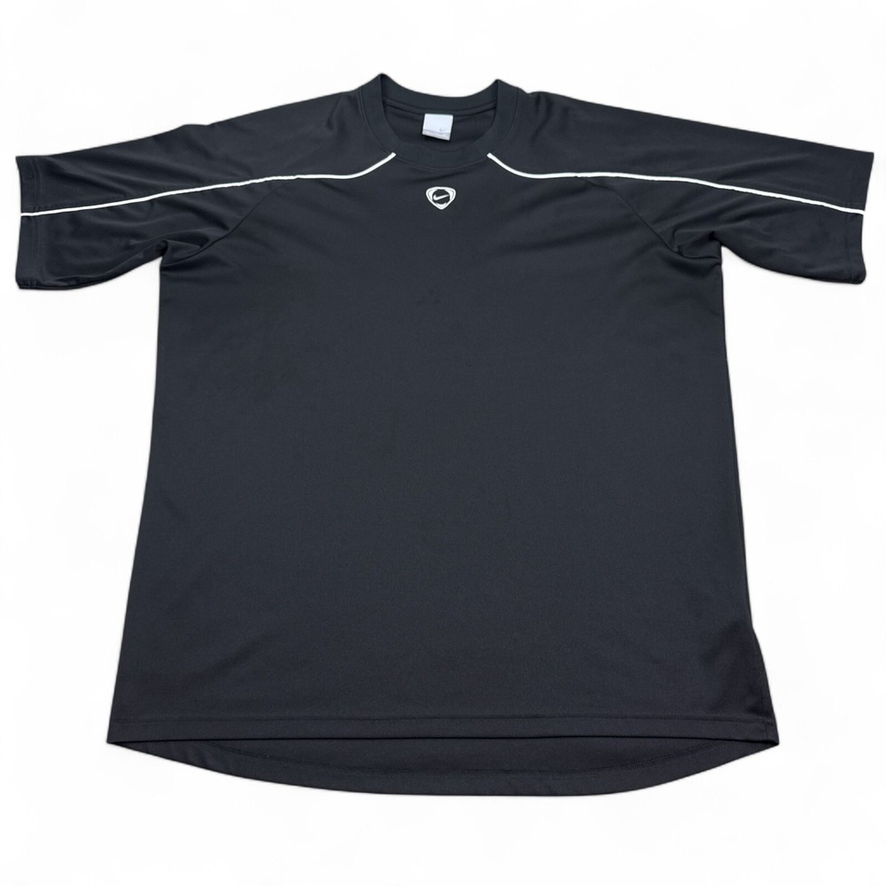 Nike Dri-Fit Tee Shirt Adult Size XL VTG Y2K Black Center Check Swoosh